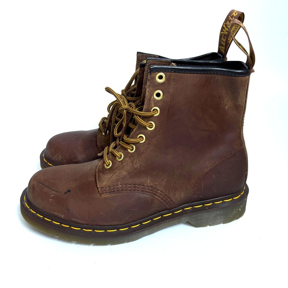 Dr Martens Boots 1460 Crazy Horse Brown Leather 8 Eye Combat Boot Men 9 Women 10